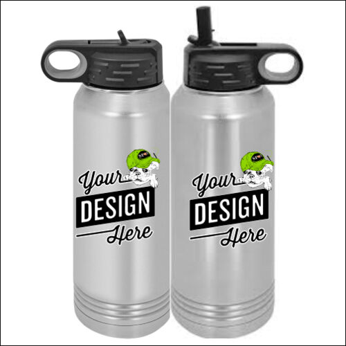 1-Day RUSH NO MINIMUM CUSTOM 30 oz. Silver Stainless Steel Vacuum Insulated Water Bottle Thumbnail