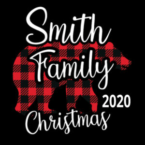 Family Name Buffalo Plaid Bear - Adult/Child Soft Breathable Cotton/Poly T-Shirt Face Covering (10-Pack) Design