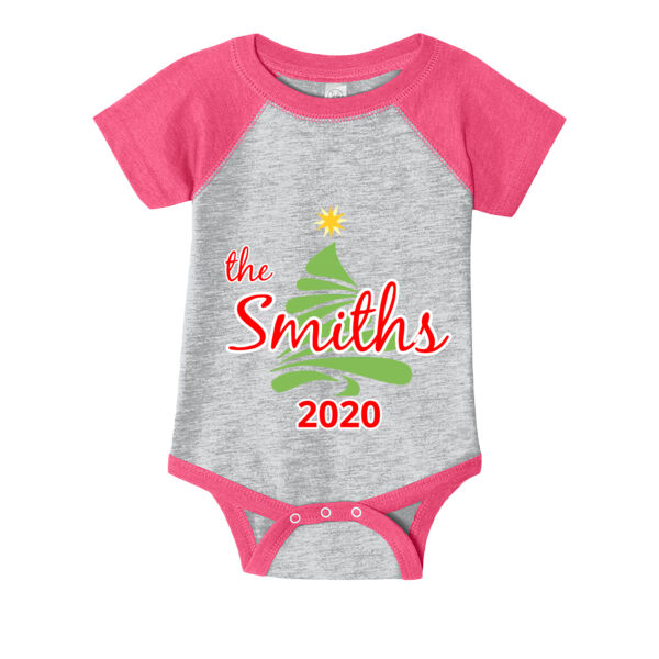 Custom Name Christmas Tree - ™ Infant Baseball Fine Jersey Bodysuit Thumbnail