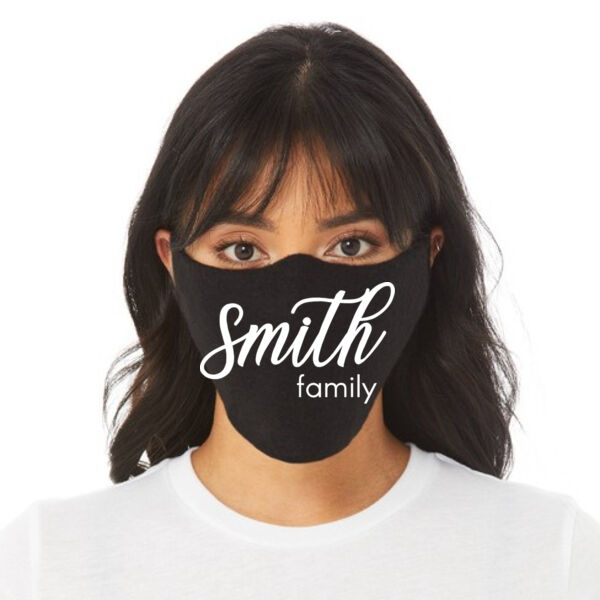 Script Family Name - Adult/Child Soft Breathable Cotton/Poly T-Shirt Face Covering (10-Pack) Thumbnail