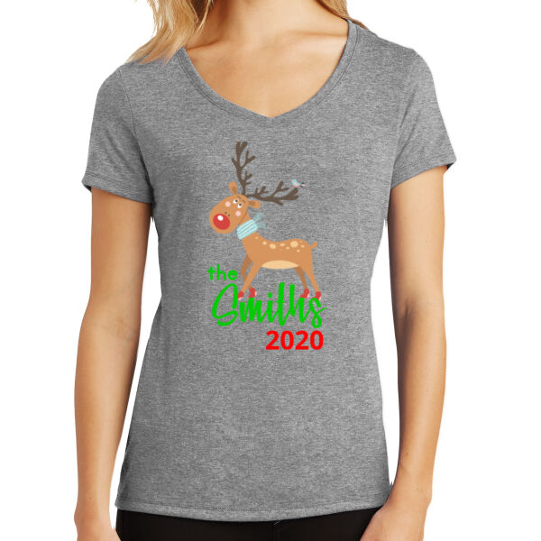 Family Name Reindeer - Women's Perfect Tri ® V Neck Tee Thumbnail