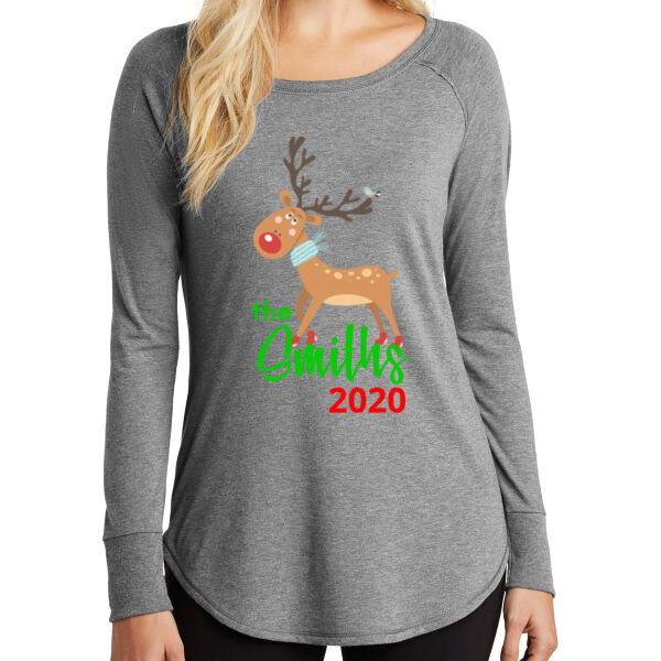 Family Name Reindeer - ® Women's Perfect Tri ® Long Sleeve Tunic Tee Thumbnail