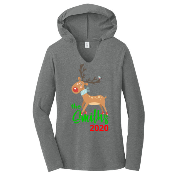 Family Name Reindeer - Women's Perfect Tri ® Long Sleeve Hoodie Thumbnail