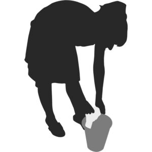 Housekeeper Scrubbing Floor Silhouette 2 Thumbnail