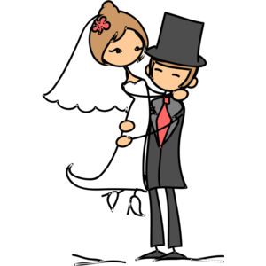 Cartoon Wedding Groom Bride Hug 7 Thumbnail