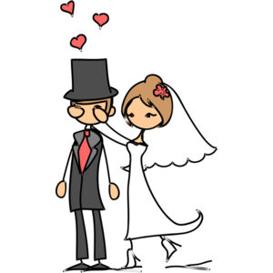 Cartoon Wedding Groom Bride Hug 9 Thumbnail
