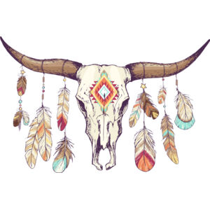 Watercolor Tribal Cow Skull Feather 1 Thumbnail